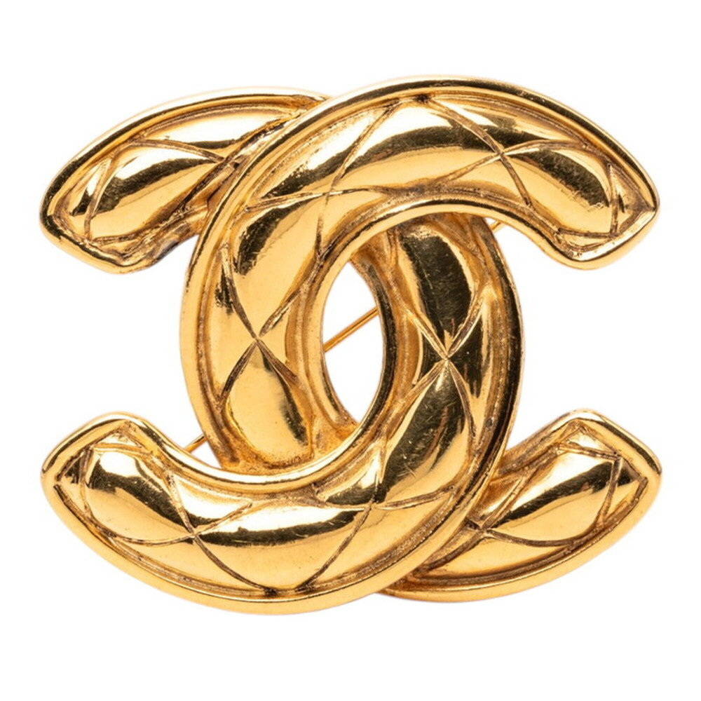 CHANEL Vintage Gold Logo Brooch